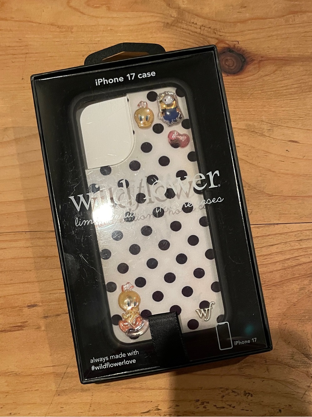 NIB Wildflower ltd edition i phone 17 case daffy duck tweety bird minion